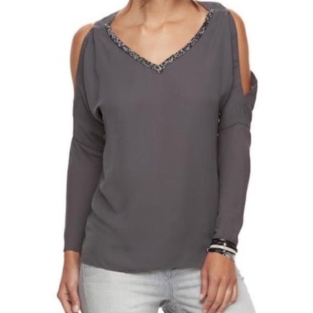 Juicy Couture Cold Shoulder Embellished Top